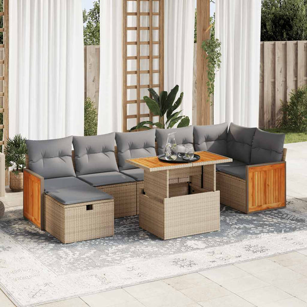5-tlg. Beige Garten Sofagarnitur mit Kissen