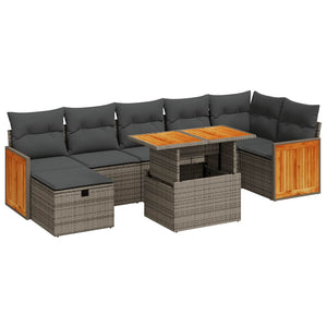 vidaXL Salon de jardin 5 pcs avec coussins résine tressée gris
