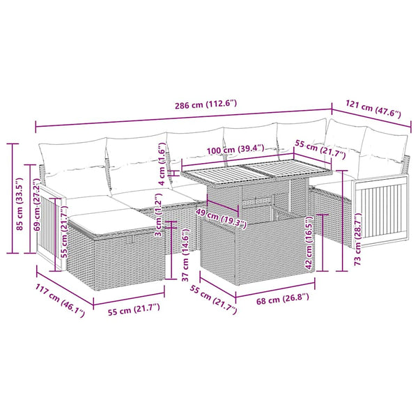 vidaXL Salon de jardin 5 pcs avec coussins résine tressée gris