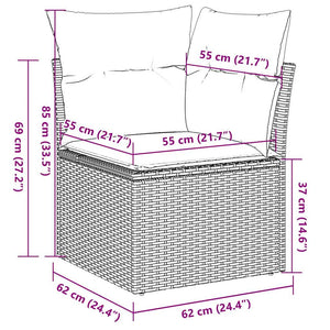 vidaXL Salon de jardin 5 pcs avec coussins résine tressée gris