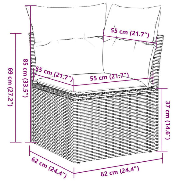 vidaXL Salon de jardin 5 pcs avec coussins résine tressée gris