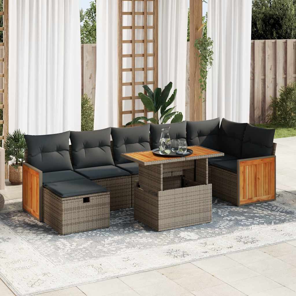 vidaXL Salon de jardin 5 pcs avec coussins résine tressée gris