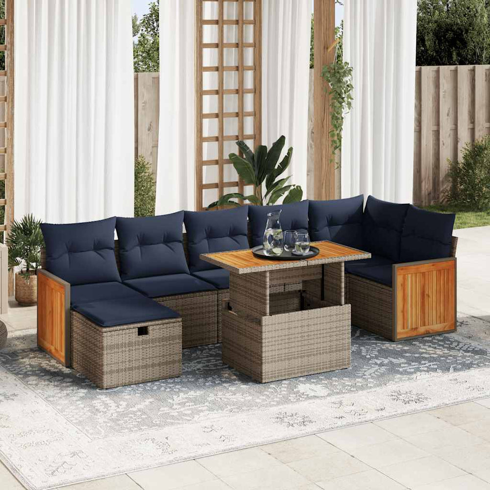 8-teilige Garten Sofagarnitur Grau Poly Rattan