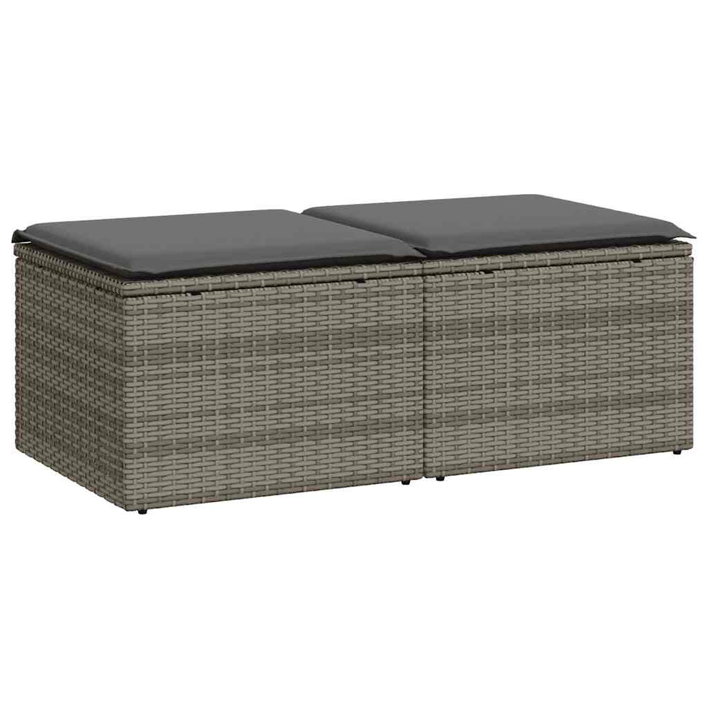 2-tlg. Garten Sofagarnitur Grau Poly Rattan