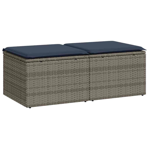 2-tlg. Garten Sofagarnitur Grau Poly Rattan