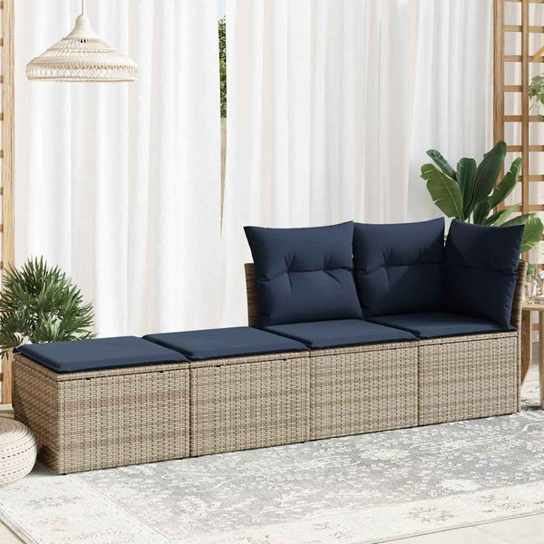 2-tlg. Garten Sofagarnitur Grau Poly Rattan