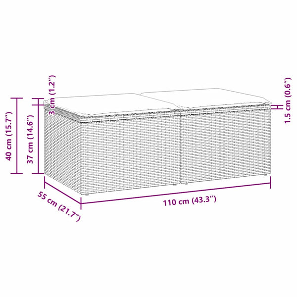 2-tlg. Garten Sofagarnitur Grau Poly Rattan
