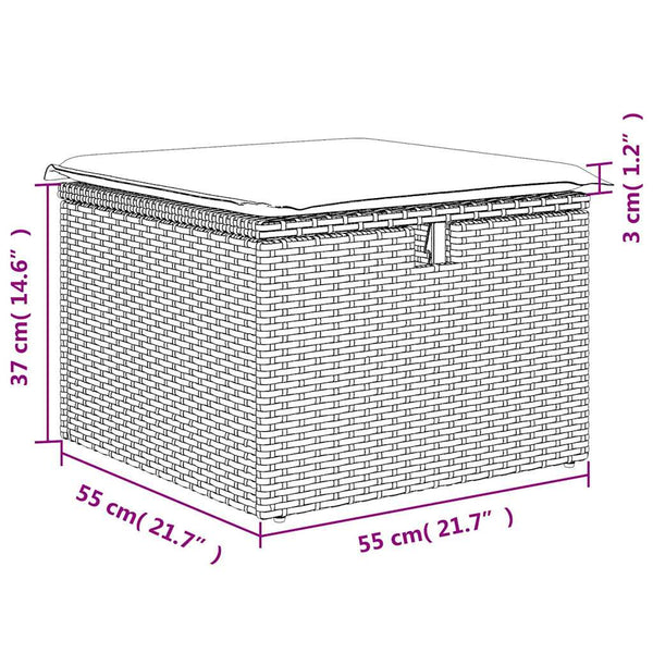 2-tlg. Garten Sofagarnitur Grau Poly Rattan