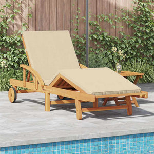 Beige Sonnenliege Akazie Massivholz 200 cm