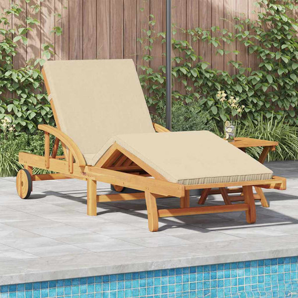 Beige Sonnenliege Akazie Massivholz 200 cm