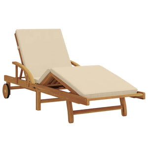 Beige Sonnenliege Akazie Massivholz 200 cm