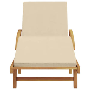 Beige Sonnenliege Akazie Massivholz 200 cm