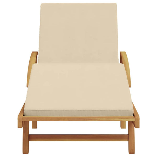 Beige Sonnenliege Akazie Massivholz 200 cm