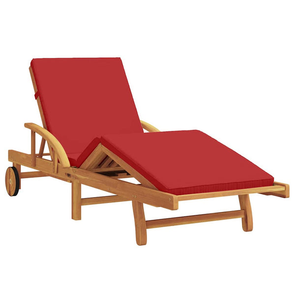 vidaXL Chaise longue rouge 200 x 67 x 84 cm Bois d'acacia massif