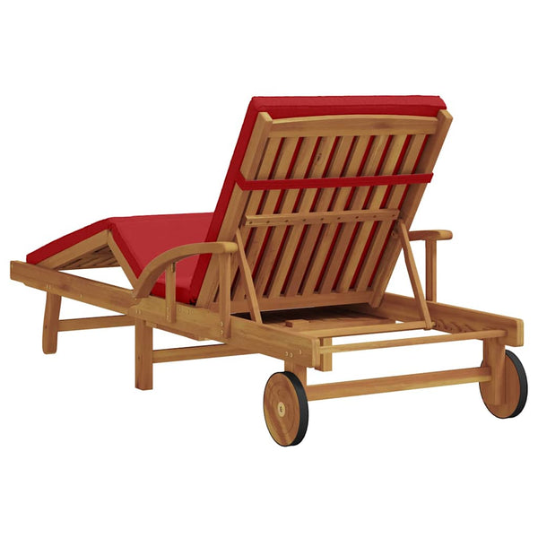 vidaXL Chaise longue rouge 200 x 67 x 84 cm Bois d'acacia massif