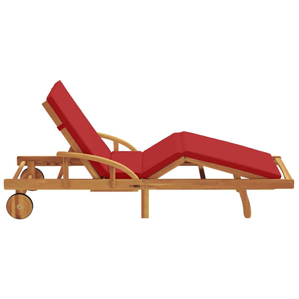 vidaXL Chaise longue rouge 200 x 67 x 84 cm Bois d'acacia massif