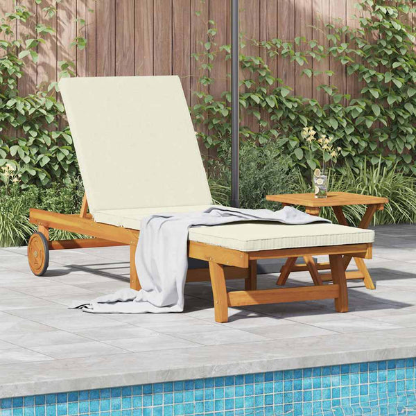 vidaXL Chaise longue marron et crème 199 x 63 x 85 cm Bois d'acacia massif