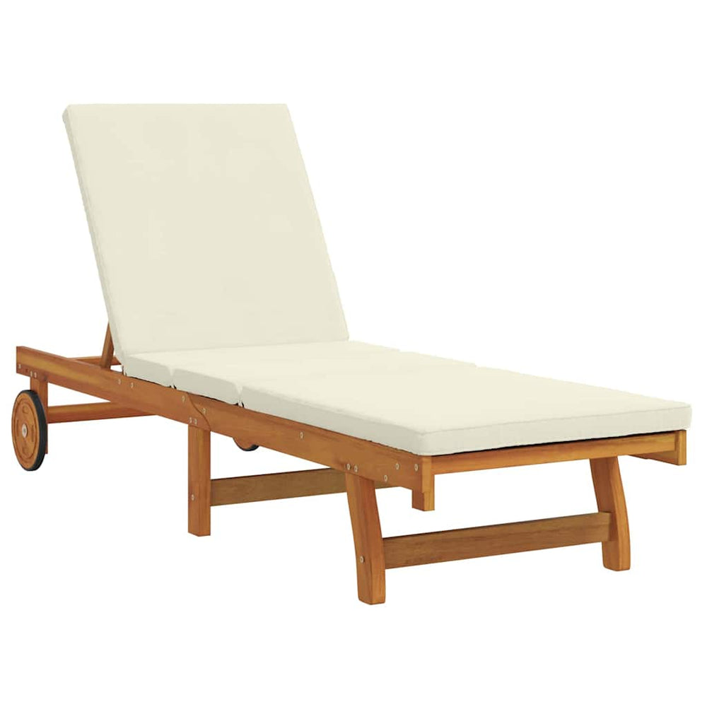 Sonnenliege Akazie Braun Creme 199cm
