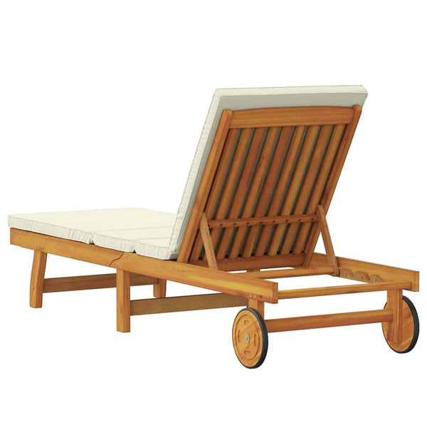 vidaXL Chaise longue marron et crème 199 x 63 x 85 cm Bois d'acacia massif