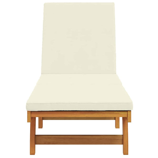 vidaXL Chaise longue marron et crème 199 x 63 x 85 cm Bois d'acacia massif