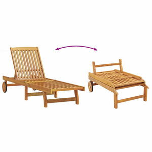 vidaXL Chaise longue marron et crème 199 x 63 x 85 cm Bois d'acacia massif