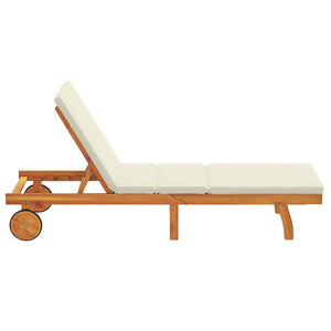 vidaXL Chaise longue marron et crème 199 x 63 x 85 cm Bois d'acacia massif