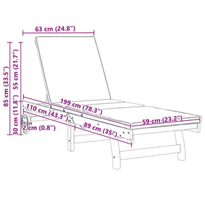 vidaXL Chaise longue marron et crème 199 x 63 x 85 cm Bois d'acacia massif