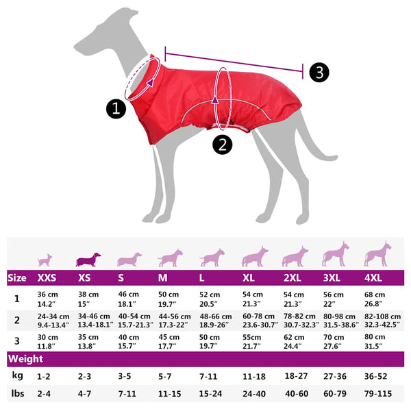 Hunde Regenmantel Rot XS mit Reflexstreifen