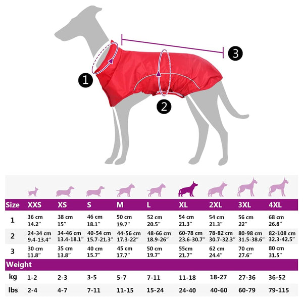 Hunde Regenmantel Rot XL mit Reflexstreifen