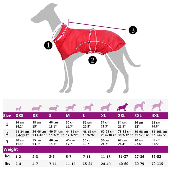 Hunde Regenmantel Rot 2XL mit Reflexstreifen