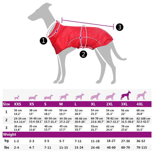 Hunde Regenmantel Rot 3XL mit Reflexstreifen
