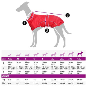Hunde Regenmantel Rot mit Reflexstreifen - 4XL