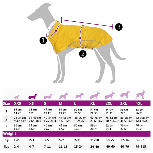 Hunde Regenmantel Gelb XS mit Reflexstreifen
