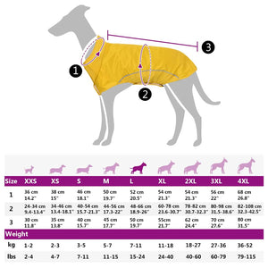 Hunde Regenmantel Gelb mit Reflexstreifen - Größe L