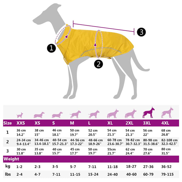 Hunde Regenmantel Gelb 3XL mit Reflexstreifen