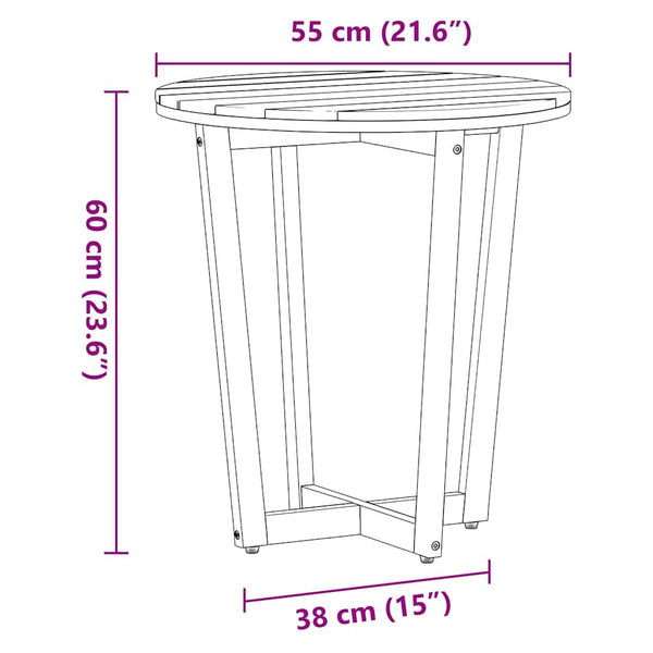 Akazienholz Garten-Beistelltisch Ø55cm