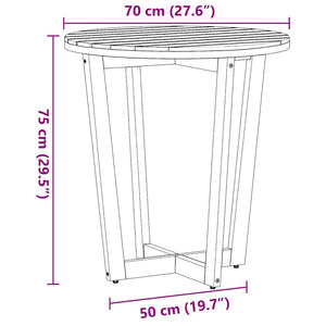 vidaXL Table d'appoint de jardin ronde Ø70x75 cm en bois d'acacia massif