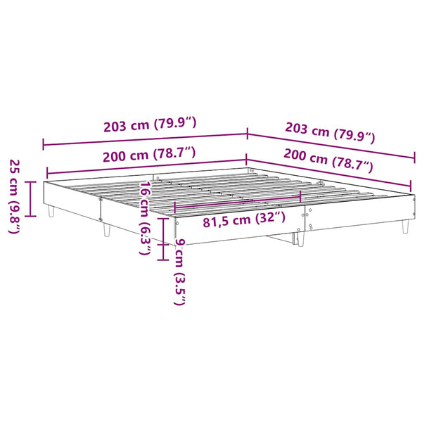 Bettgestell Grau Sonoma 200x200 cm