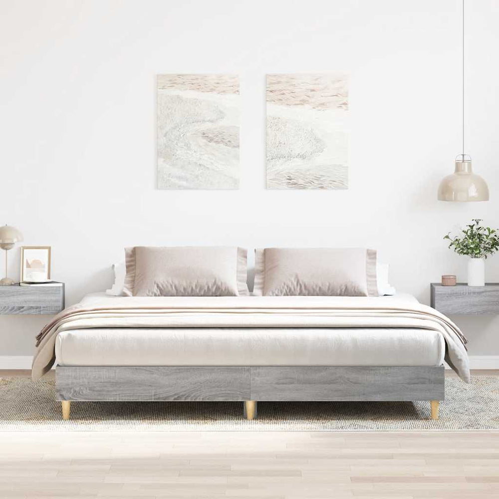 vidaXL Cadre de lit sans matelas gris Sonoma 200x200 cm Aggloméré