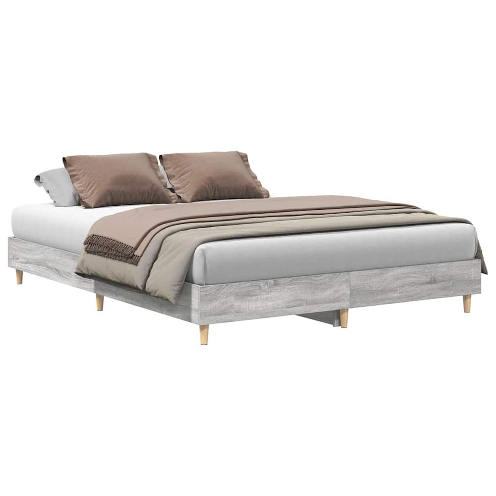 vidaXL Cadre de lit sans matelas gris Sonoma 150x200 cm bois d'ingénierie