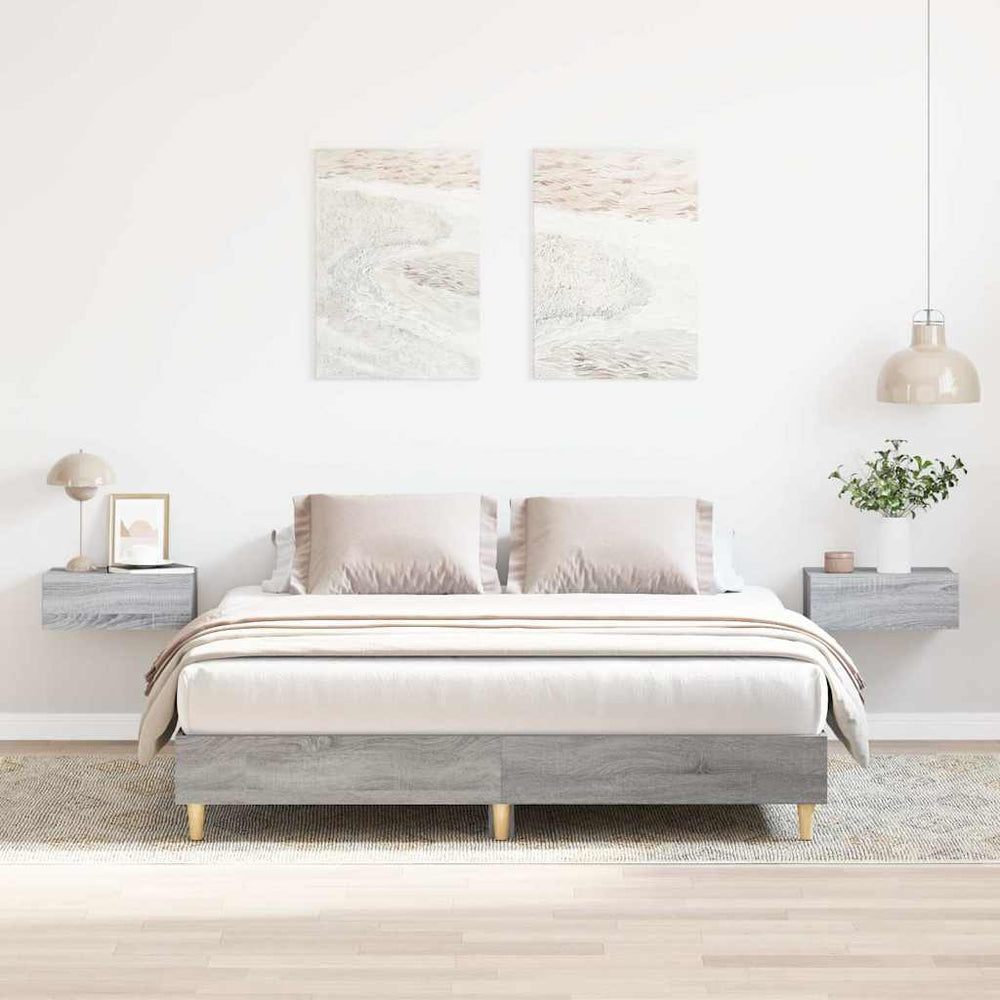 vidaXL Cadre de lit sans matelas gris Sonoma 150x200 cm bois d'ingénierie