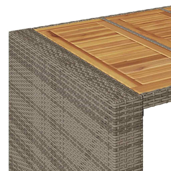 3-tlg. Gartenbar Set Grau Poly Rattan Akazie