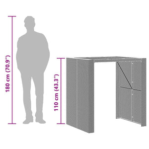 3-tlg. Gartenbar Set Grau Poly Rattan Akazie