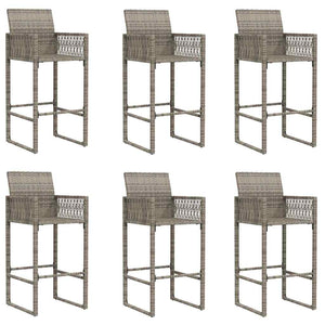 7-teiliges Gartenbar-Set Grau Poly Rattan Akazie