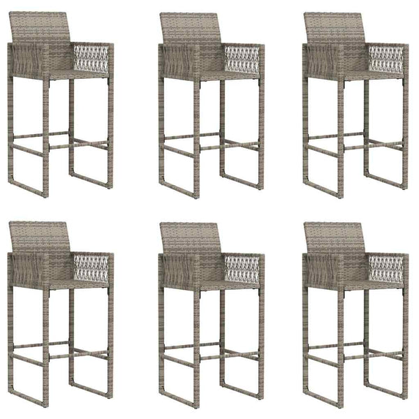 7-teiliges Gartenbar-Set Grau Poly Rattan Akazie