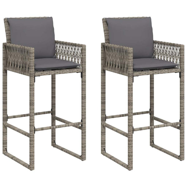 3-tlg. Gartenbar-Set Grau Poly Rattan Akazie