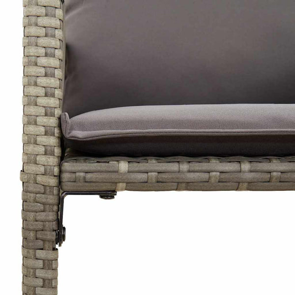 3-tlg. Gartenbar-Set Grau Poly Rattan Akazie