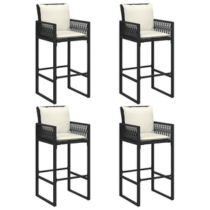 5-tlg. Gartenbar-Set Schwarz Poly Rattan Akazie