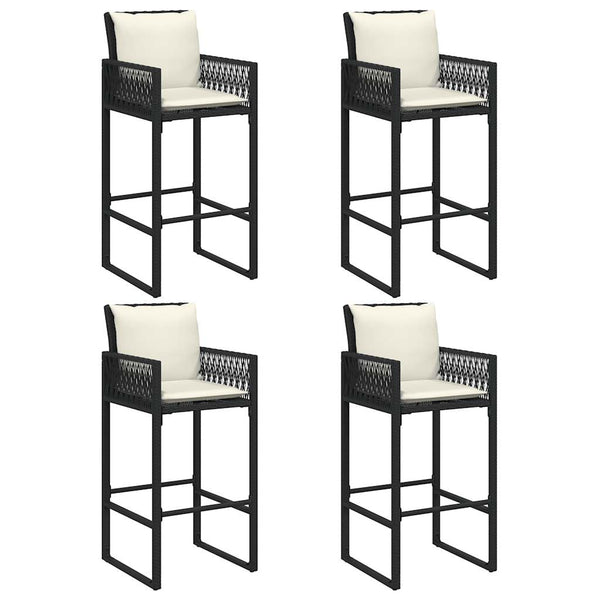 5-tlg. Gartenbar-Set Schwarz Poly Rattan Akazie