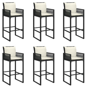 7-tlg. Gartenbar-Set Schwarz Poly Rattan Akazie